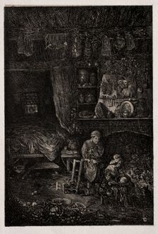 Flemish Interior, 1856. Creator: Rodolphe Bresdin (French, 1822-1885)