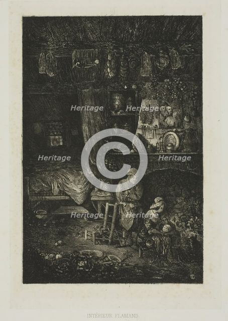Flemish Interior, from Revue Fantaisiste, 1856. Creator: Rodolphe Bresdin.