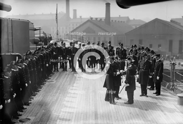 Fletcher and Badger shaking hands, between c1910 and c1915. Creator: Bain News Service.