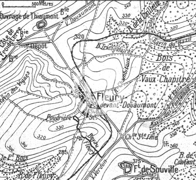 'Fleury-devant-Douamont: Fleury et le terrain environnant', 1916. Creator: Unknown.