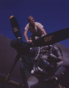 Flexible performance of C-47 transport planes is due in part to their..., Long Beach, Calif., 1942. Creator: Alfred T Palmer