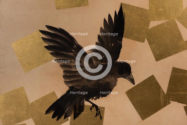 Flight of crows in a snow storm. Creator: Mochizuki Gyokusen.