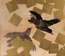 Flight of crows in a snow storm. Creator: Mochizuki Gyokusen