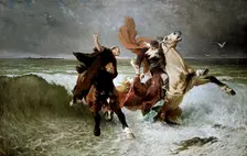 Flight of King Gradlon, c1884. Creator: Luminais, Évariste Vital (1822-1896)