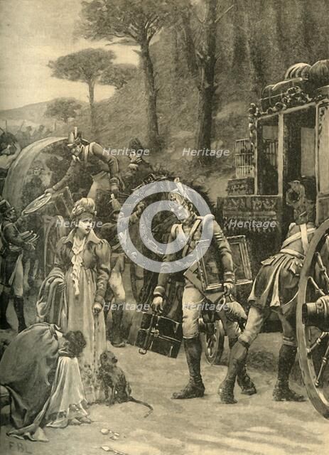 Flight of King Joseph Bonaparte from Vitoria, Spain, 1813 (c1890). Creator: Edmund Blair Leighton.