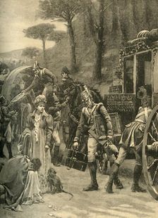 Flight of King Joseph Bonaparte from Vitoria, Spain, 1813 (c1890). Creator: Edmund Blair Leighton