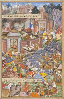 Flight of Sultan Bahadur During Humayun's Campaign in Gujarat, 1535..., c1590. Creator: Unknown