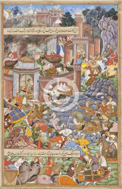 Flight of Sultan Bahadur During Humayun's Campaign in Gujarat, 1535..., c1590. Creator: Unknown.