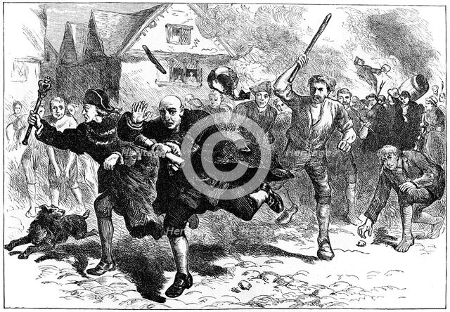 Flight of Thomas Hutchinson before the rioters, Boston, Massachusetts, 1765 (c1880). Artist: Unknown