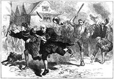 Flight of Thomas Hutchinson before the rioters, Boston, Massachusetts, 1765 (c1880)