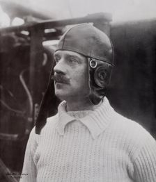 Flight baron Carl Cederström wearing a leather hood. Creators: Allhem publishing house, Sophus Juncker-Jensen