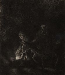 Flight into Egypt: A Night Piece, 1651. Creator: Rembrandt Harmensz van Rijn