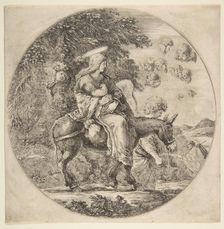 Flight into Egypt, a round composition, ca. 1662. Creator: Stefano della Bella