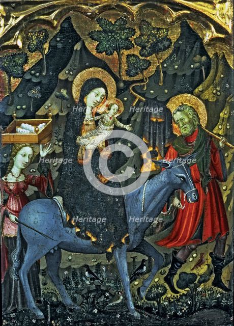  'Flight into Egypt', anonymous tempera Painting.