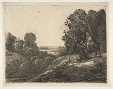 Flight into Egypt: Altered from Tobias and the Angel by Hercules Segers, ca. 1653. Creator: Rembrandt Harmensz van Rijn
