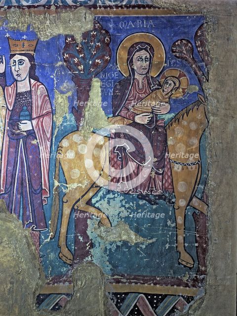  'Flight into Egypt', detail of the fresco from the church of Navasa (Huesca).