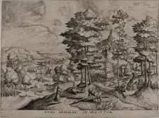 Flight into Egypt, from The Large Landscapes, 1555/56. Creator: Johannes van Doetecum I