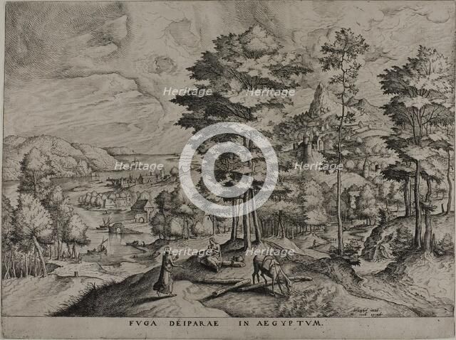 Flight into Egypt, from The Large Landscapes, 1555/56. Creator: Johannes van Doetecum I.