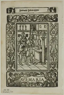 Flight into Egypt from Rosario della V. Maria by Castellanus, plate 89 from Woodcuts...1937. Creators: Unknown, Max Geisberg