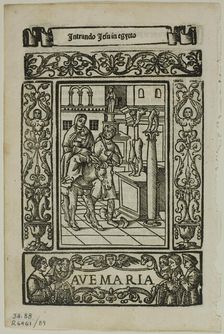Flight into Egypt from Rosario della V. Maria by Castellanus, plate 89 from Woodcuts...1937. Creators: Unknown, Max Geisberg