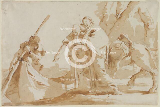 Flight into Egypt: The Embarkment of the Holy Family, c. 1735. Creator: Giovanni Battista Tiepolo (Italian, 1696-1770).