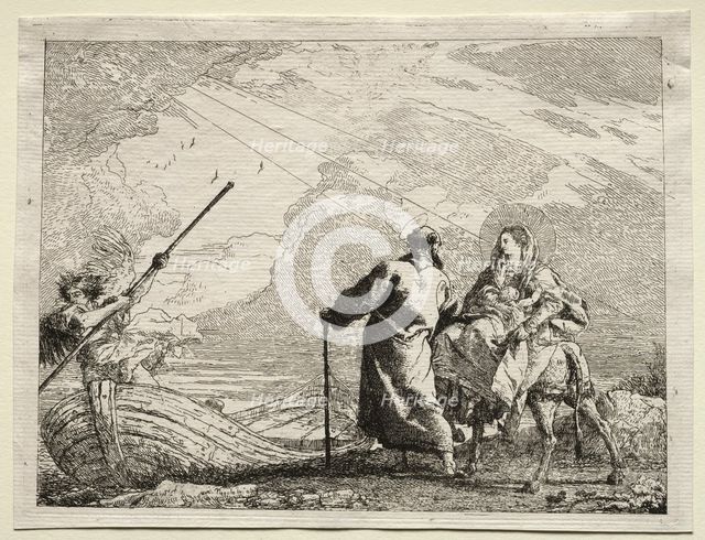 Flight into Egypt: The Holy Family Arriving at the Bank of the River. Creator: Giovanni Domenico Tiepolo (Italian, 1727-1804).