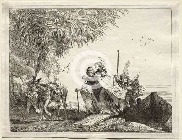 Flight into Egypt: The Holy Family, Disembarking. Creator: Giovanni Domenico Tiepolo (Italian, 1727-1804).