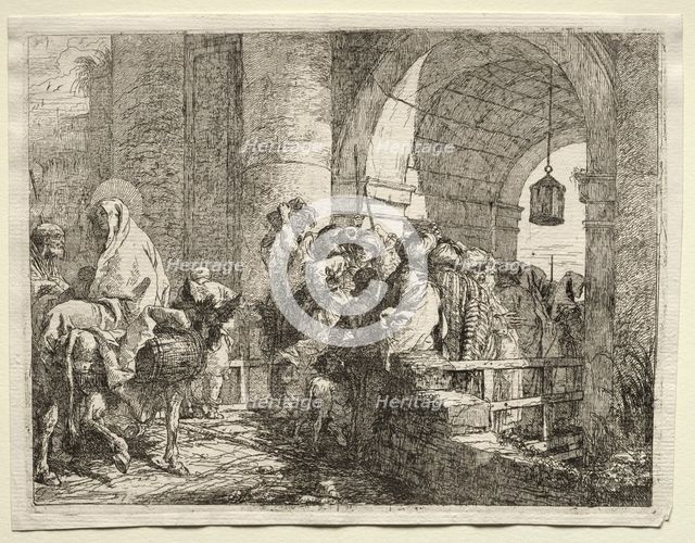 Flight into Egypt: The Holy Family Passing under an Arch. Creator: Giovanni Domenico Tiepolo (Italian, 1727-1804).