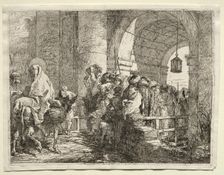 Flight into Egypt: The Holy Family Passing under an Arch. Creator: Giovanni Domenico Tiepolo (Italian, 1727-1804)