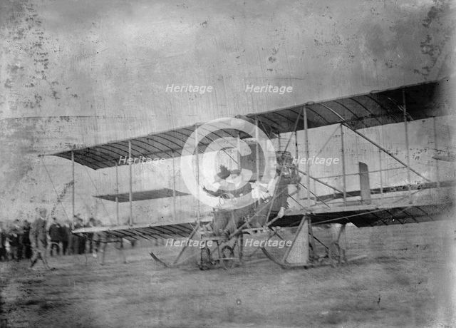 Flights And Tests of Rex Smith Plane Flown By Anthony Jannus; in plane with Miss Laura Merriam, 1912 Creator: Harris & Ewing.