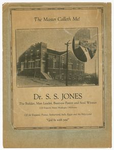 Flier advertising S.S. Jones farewell meeting, ca. 1924. Creator: Unknown