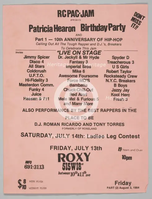 Flier for “Patricia Hearon Birthday Party" designed by Van Silk, July 13 1984. Creator: Unknown.
