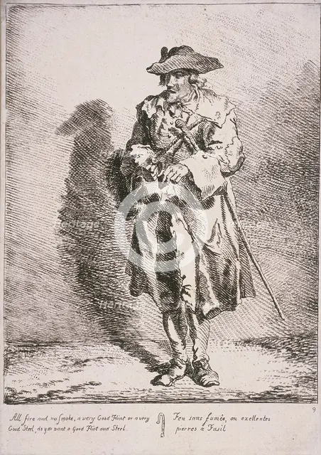 Flint and steel seller, Cries of London, 1760. Artist: Paul Sandby