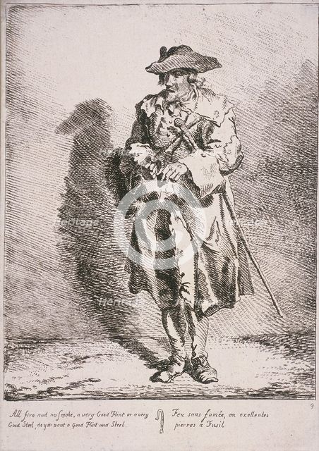 Flint and steel seller, Cries of London, 1760. Artist: Paul Sandby