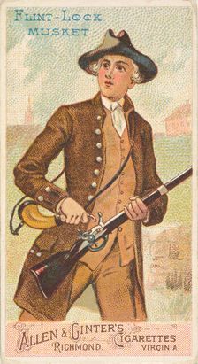 Flint-Lock Musket, from the Arms of All Nations series (N3) for Allen & Ginter Cigarettes ..., 1887. Creator: Allen & Ginter