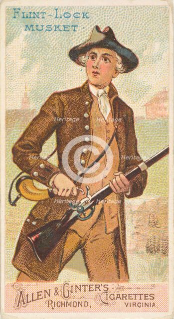 Flint-Lock Musket, from the Arms of All Nations series (N3) for Allen & Ginter Cigarettes ..., 1887. Creator: Allen & Ginter.