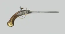 Flintlock Magazine Pistol (Lorenzoni System), Germany, About 1690. Creator: August Wetschgin