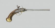 Flintlock Magazine Pistol (Lorenzoni System), Germany, About 1690. Creator: August Wetschgin
