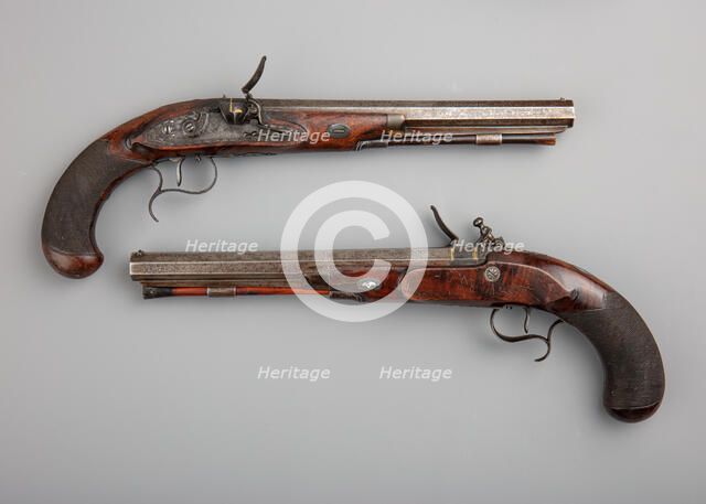 Flintlock Duelling Pistol, American, Middletown, Connecticut, ca. 1815-20. Creator: Simeon North.