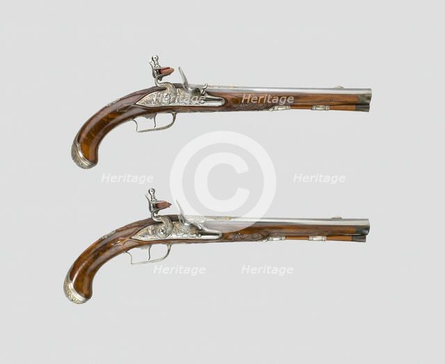 Flintlock Holster Pistol (One of a Pair), France, 1720. Creator: Unknown.