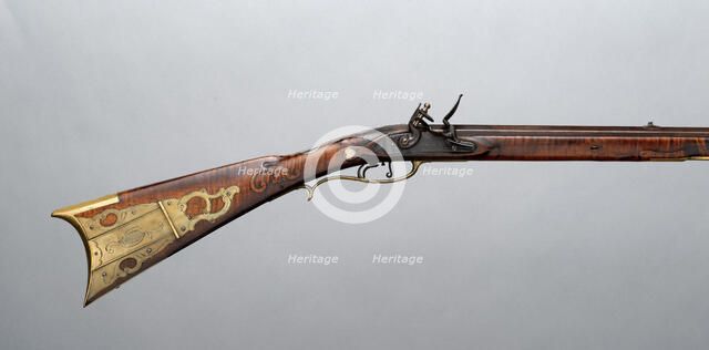 Flintlock Longrifle, American, Heidlersburg, Tyrone Township, Adams County, Pennsylvania, c815-1825. Creator: David Cooley.