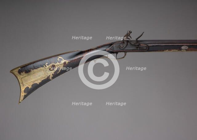 Flintlock Longrifle, American, Pennsylvania, Easton Township, Northampton County, c1800-1820. Creator: Henry Young.