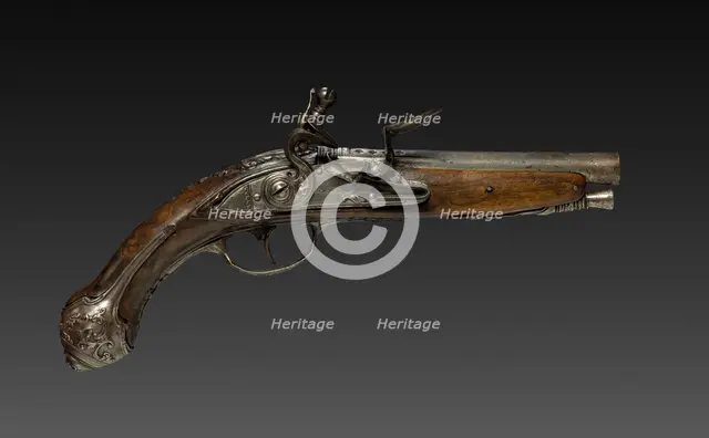 Flintlock Pistol, 1700s. Creator: Bortolo Agazzi (Italian); Lazaro Lazarino (Italian).