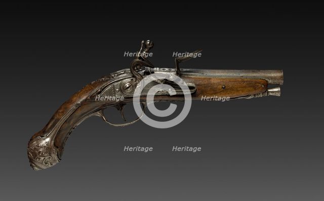 Flintlock Pistol, 1700s. Creator: Bortolo Agazzi (Italian); Lazaro Lazarino (Italian).
