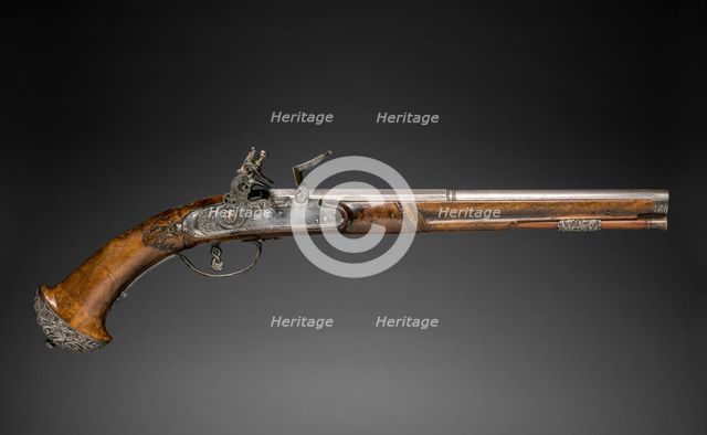 Flintlock Pistol, c. 1690-1700. Creator: Gio Borgognone (Italian); Lazarino Cominazzo (Italian).