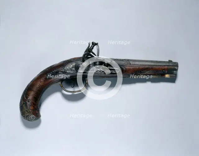 Flintlock Pistol, c. 1750. Creator: Johann Andreas Kuchenreuter (German, 1716-1795).