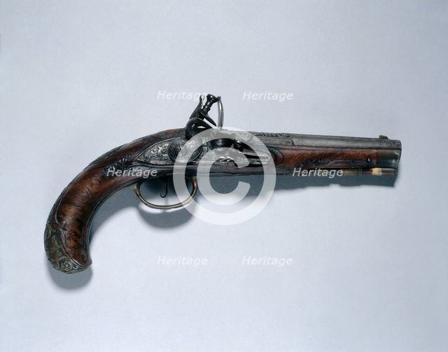 Flintlock Pistol, c. 1750. Creator: Johann Andreas Kuchenreuter (German, 1716-1795).