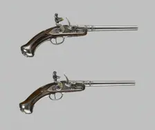 Flintlock Turn-Off Holster Pistol (One of a Pair), Germany, 1680/90 and 1732. Creator: Domenico Bonomino