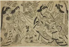 Flirtation under the Cherry Tree, c. 1684/98. Creator: Sugimura Jihei