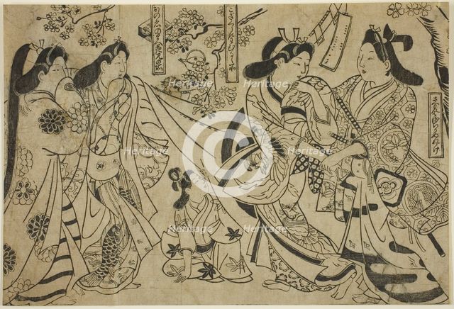 Flirtation under the Cherry Tree, c. 1684/98. Creator: Sugimura Jihei.
